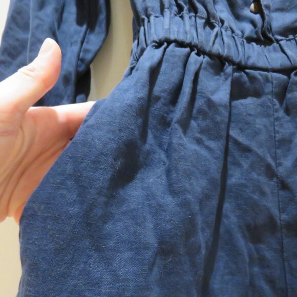 POSSE 100% Linen Phoenix Playsuit Romper in Navy Blue Minimalist - Size M/L - Picture 9 of 16